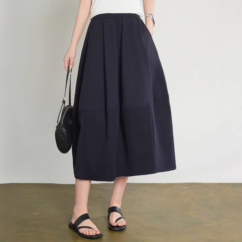 White High-Waisted Anti-Wrinkle Quick-Dry Umbrella Skirt for Women, Spring 2026 Summer New A-Line Mid-Length Workwear Yamamoto-Style Skirt