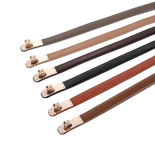 H-brand genuine leather slim waist belt for women with locking buckle, pull-type small belt for women, matching dresses, decorative cowhide belt, wholesale