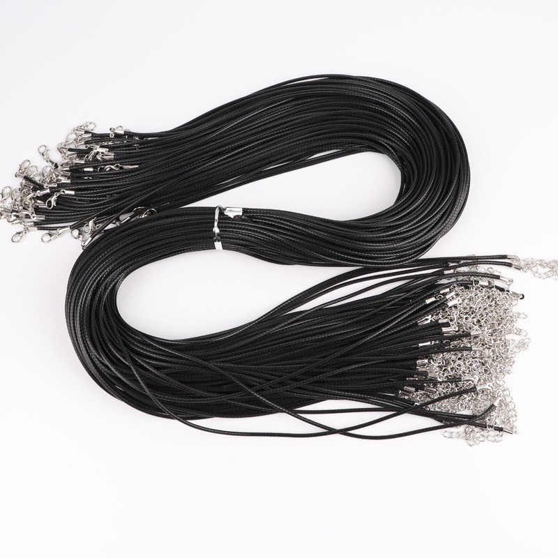 Leather cord necklace 2.0mm thick/60cm long + 5cm tail chain