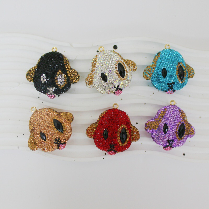 2026 New Cute Clay Double-Sided Rhinestone Pug DIY Keychain Adorable Pet Bag Car Keychain