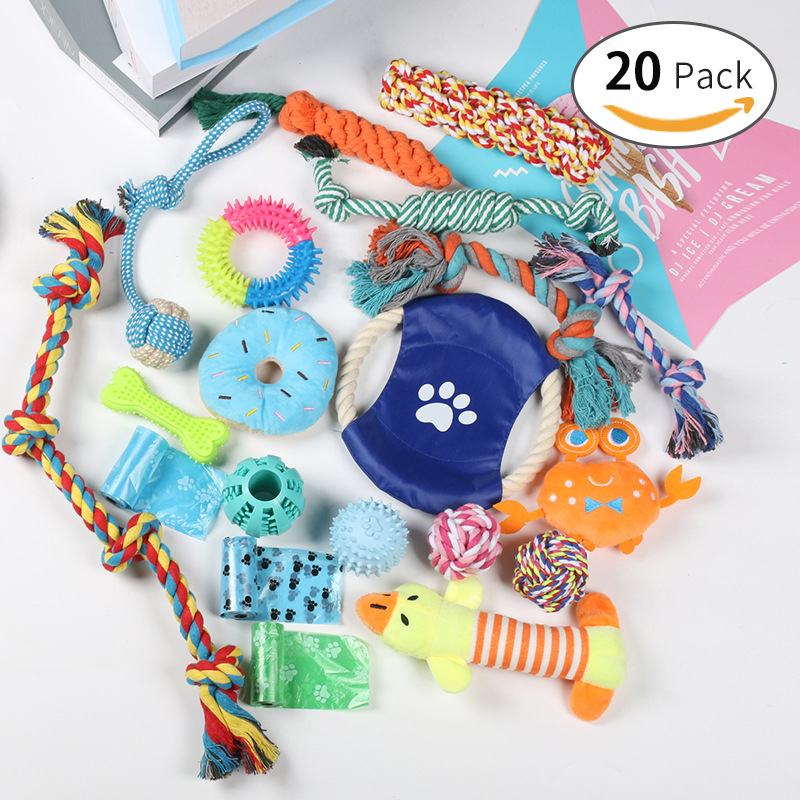 El popular juego de juguetes para la dentición de perros de Amazon, juguete de cuerda de algodón para mascotas, resistente a las mordidas, alivia el aburrimiento, suministra juguetes de autoentretenimiento.