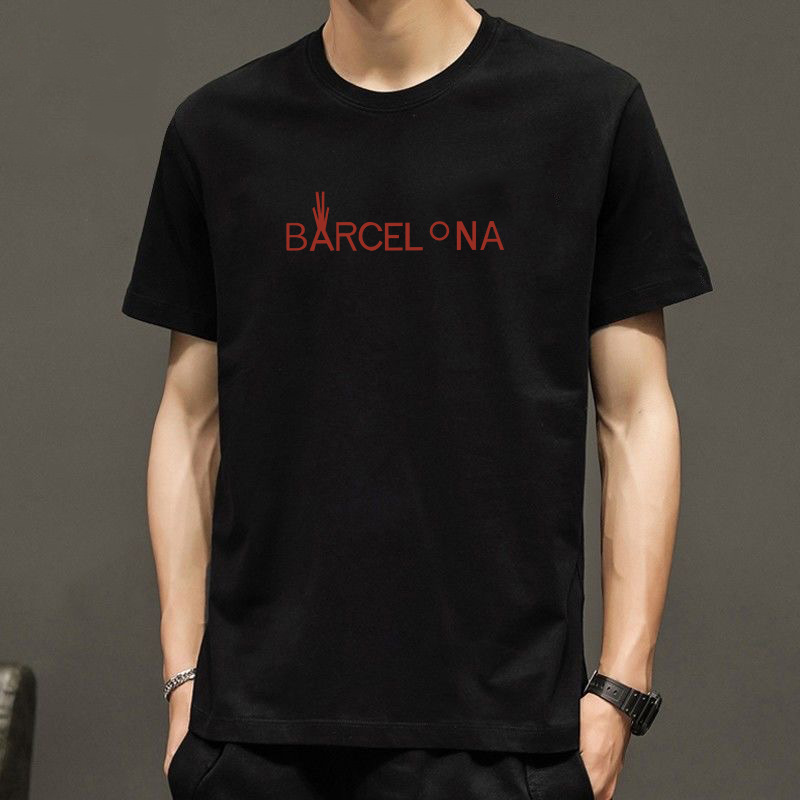 Primavera y Verano nueva carta cuello redondo de manga corta Camiseta de los hombres de la camiseta de moda corto de moda todo-Partido casual Top ropa de los hombres camiseta