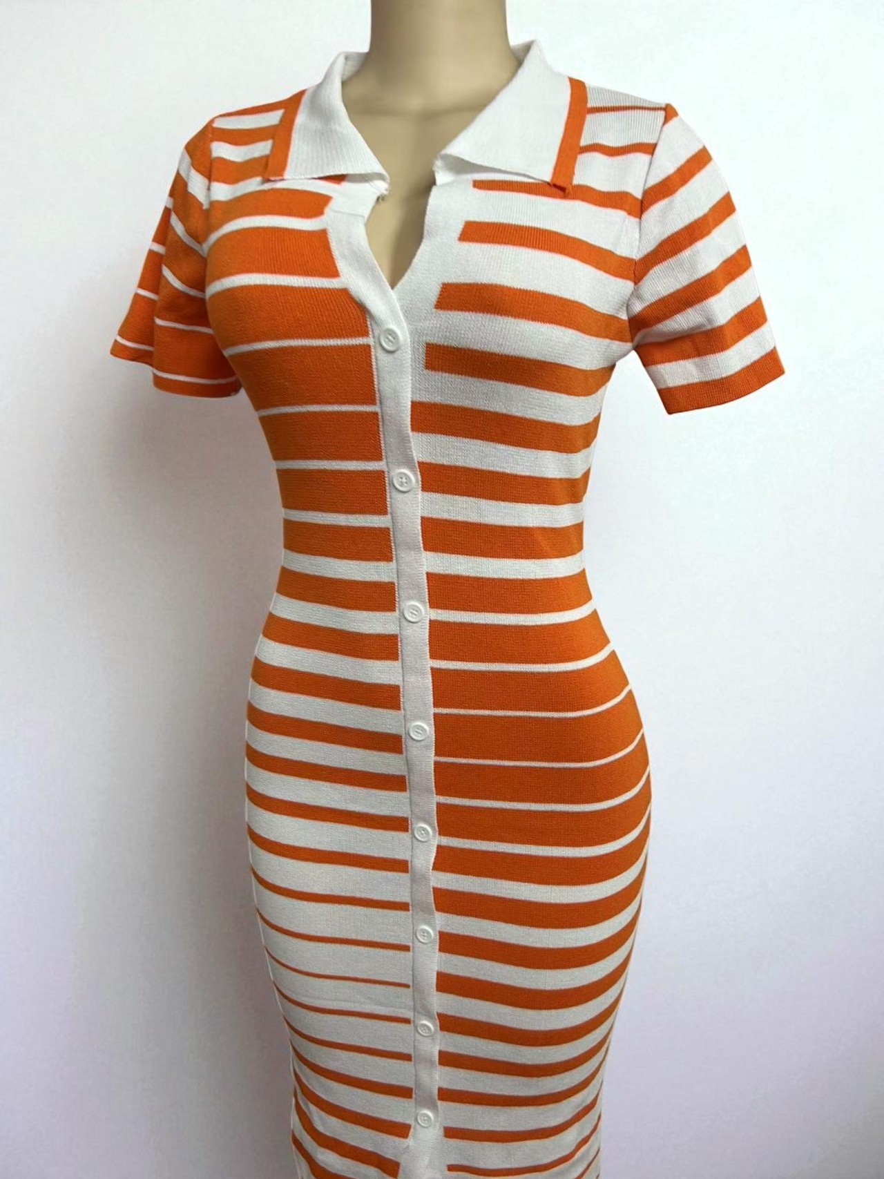 GraceChic 2025 Nuovo vestito estivo in maglia a righe bianche e nere per le donne taglie forti transfrontaliere Commercio estero africano da donna_voghion.com