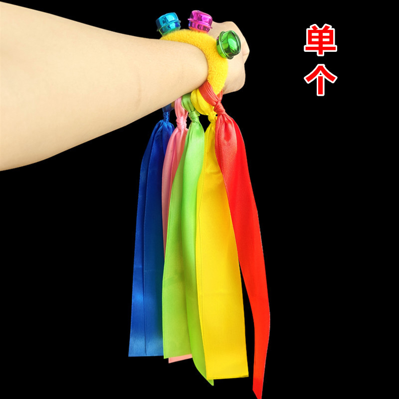 Pulseras elásticas con cintas de seda para niños, accesorios de danza y ejercicios matutinos de jardín de infancia