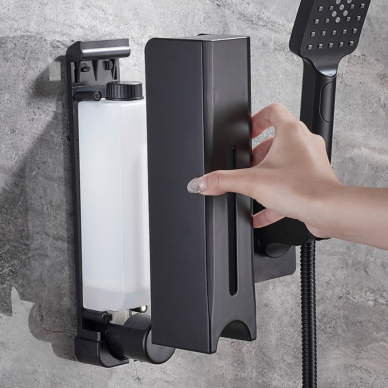Dispensador de jabón de cocina de Baño de hotel montado en la pared sin clavos desinfectante de manos montado en la pared Gel de ducha Champú Dispensador de jabón de prensa