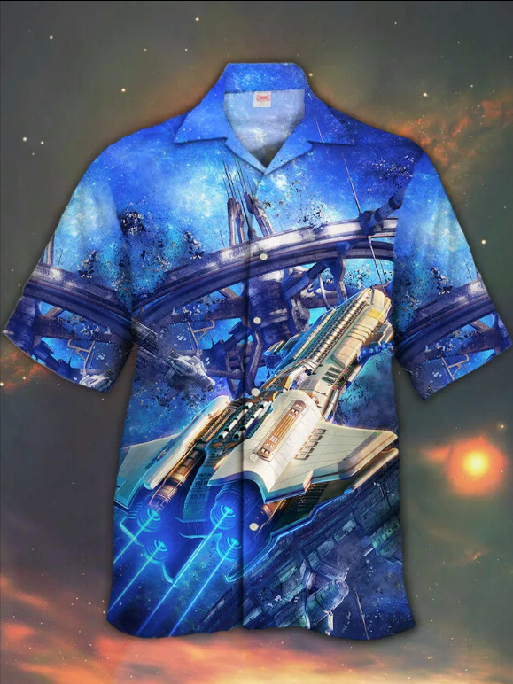 Camisa de cuello cubano impresa en 3D, tienda de fabricantes de hombres, estación independiente de verano de moda, patrón de venta caliente, ropa de hombre de playa hawaiana