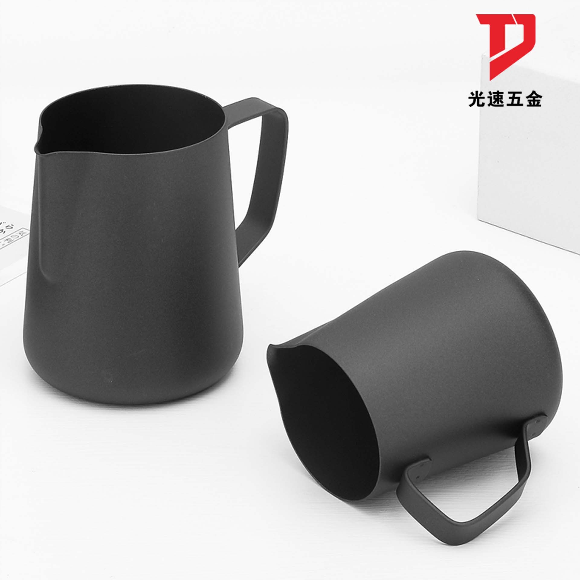 Boca puntiaguda taza de leche 304 Acero inoxidable Aparato de café cera de fusión taza con escala guirnalda taza imprimible logotipo