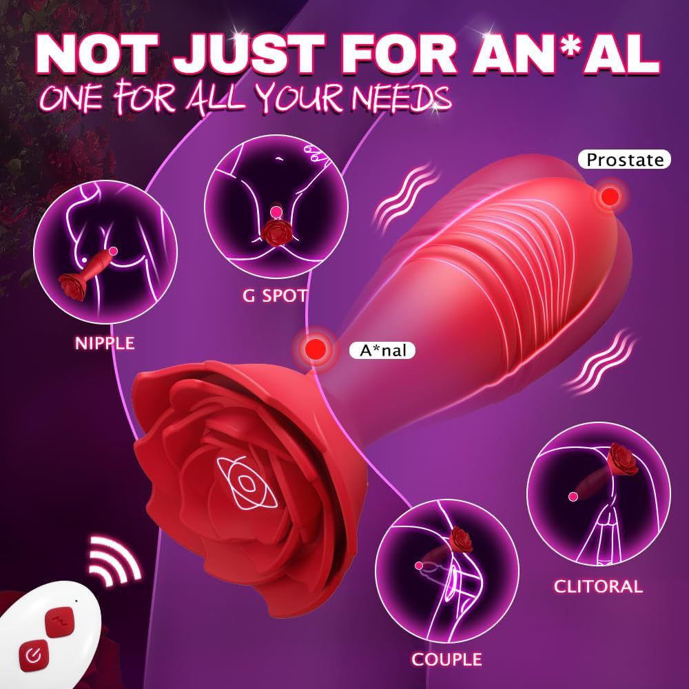 App-Controlled Vibrating Anal Plug, Silicone Wearable Remote-Control Massager, Red — detail image 4