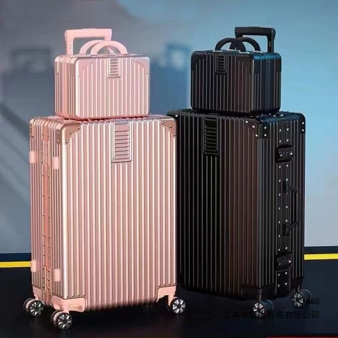 Aluminum Frame Luggage Men's Large Capacity Student 20inch Small Lightweight Trolley Case Women's Carry-on Password Leather Suitcase 28inch