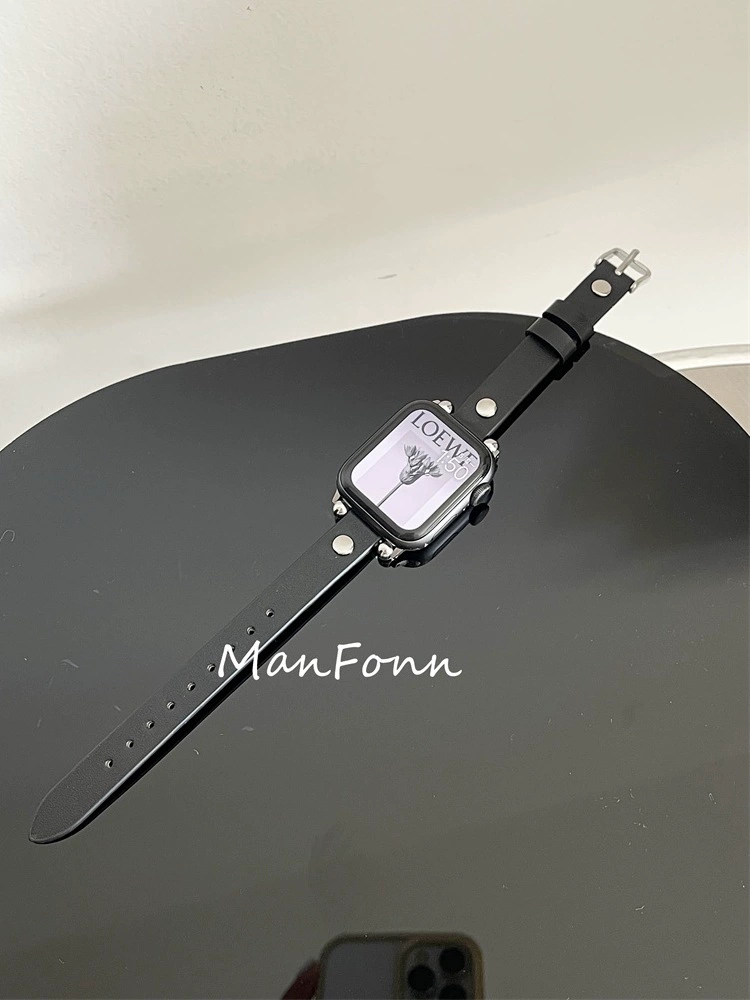 Применимое ремешок AppleWatch S8IWATCH6 поколения 75432 Xiaoman талия тонкая willow ноготь кожаный ремешок SE
