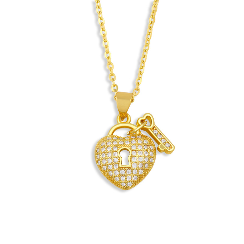 creative fashion diamond lock necklace