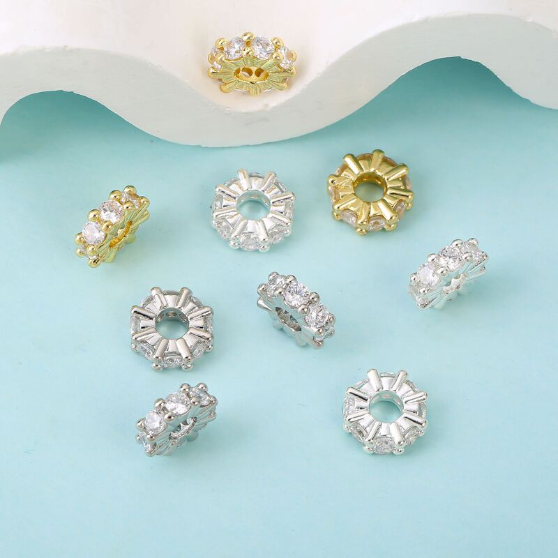 Gear Passepartout Accessories Zircon Hot Style Copper Plated 18K Gold Strong Color Retention DIY Beading Material Loose Beads Spacer Beads in Stock