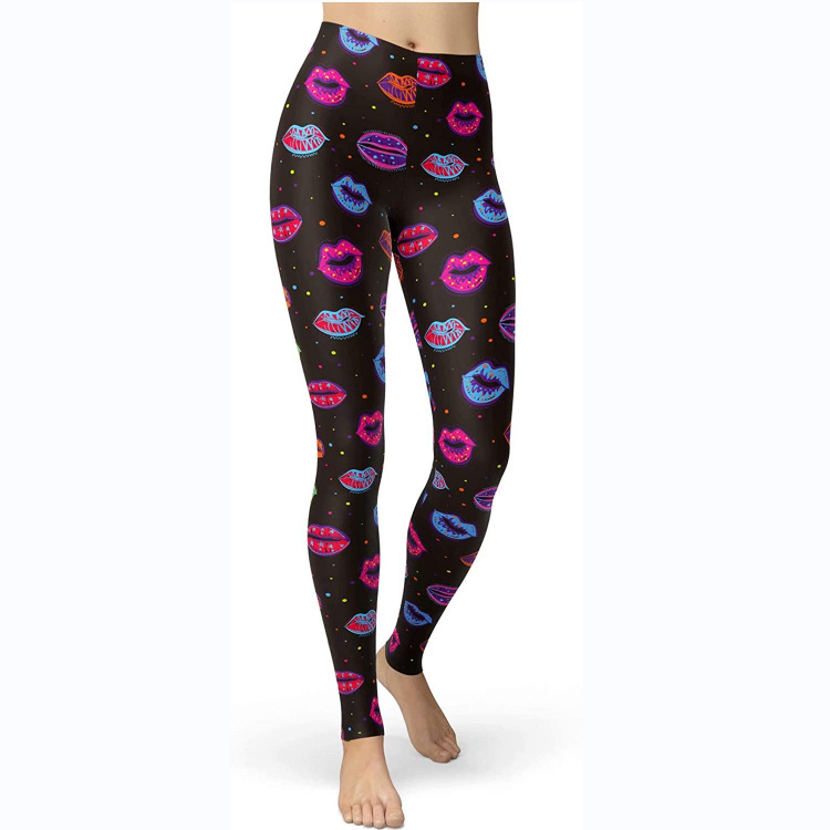 Abbigliamento da donna multicolore stampato slim fit fianchi sollevamento snellente grandi dimensioni corsa yoga fitness leggings_voghion.com
