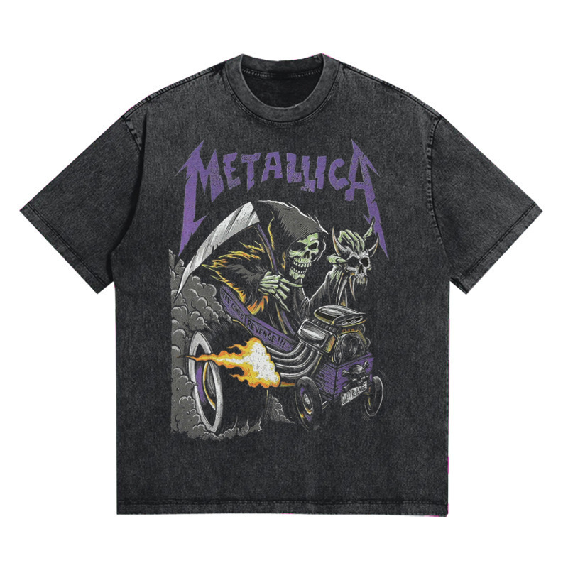 Heavy Weight Washed Old Batik Metallica Retro Rock T-Shirt Made into Vintage Band Metal Oversize