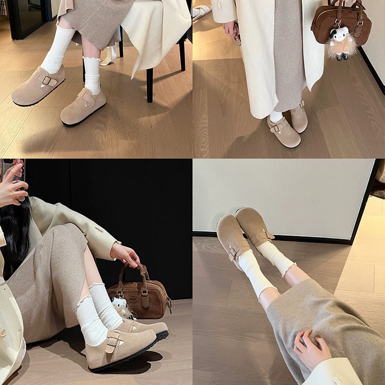 【Магазин Qiteng Source Factory】Женские водонепроницаемые кожаные туфли Birkenstock от Uncle, 2025 весна, новый стиль, закрытый носок, полуподтяжка