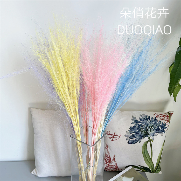 雲南永生花乾花粉黛亂子草婚慶裝飾家居擺設花束拍照道具