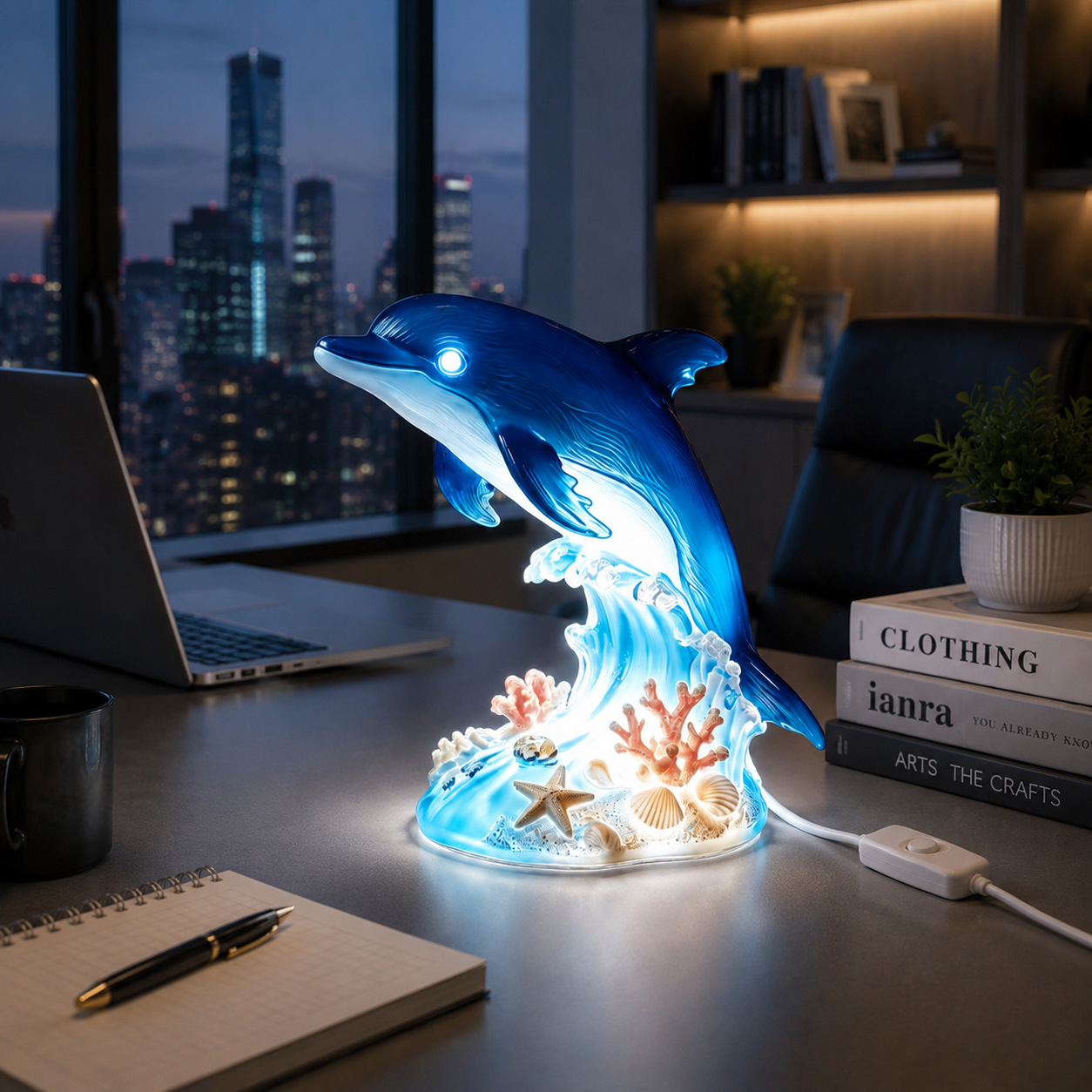 Luz nocturna de delfines / Interruptor independiente de 17cmUSB