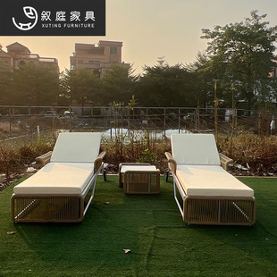Outdoor Modern Simple Sofa Chair Garden Courtyard Open-Air Rainproof and Sunproof Aluminum Alloy Rattan Sofa Furniture Combination