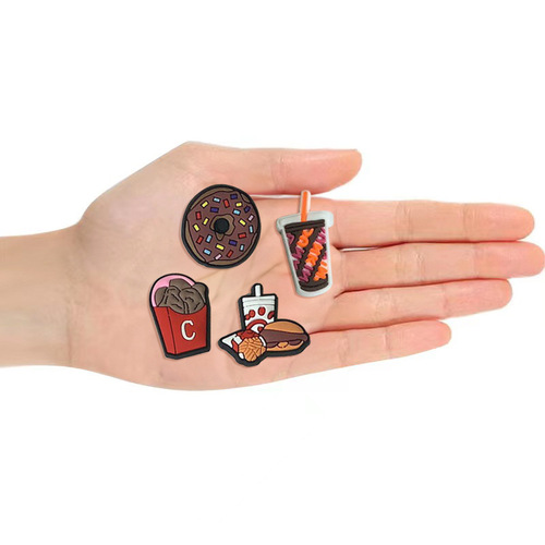 Food Donut Hole Shoes Flower Shoes Buckle DIY Accessory Cartoon Beer Fried Chicken Burger Decoration Buckle Shoes Accessory