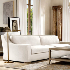 美式RH鄉村復古經典斜臂沙發客廳現代實木樣板房輕奢亞麻三人沙發