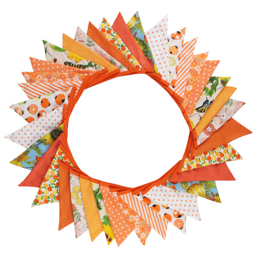 10-meter colorful floral cotton fabric triangle banner canopy tent camping tent wedding birthday kindergarten decoration hanging flag