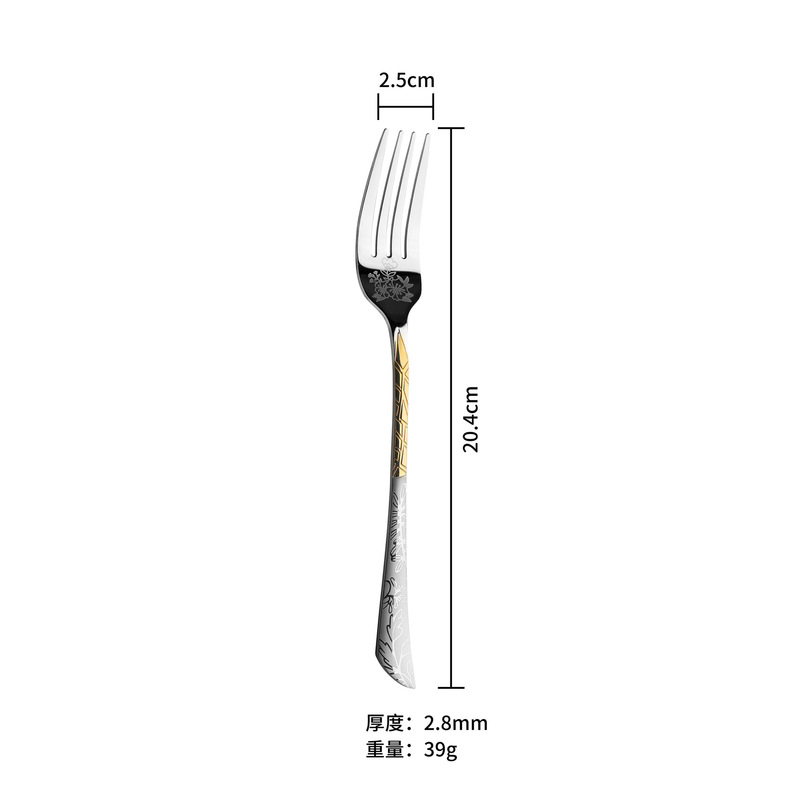 新商品のステンレスの金メッキのレーザーの模様の食器は一本の小さい量から洋食の食器のホテルの食器を予約します。|undefined