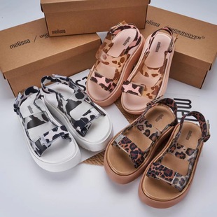 2023 Melisa melissa leopard print Velcro platform Roman muffin sandals women's beach shoes