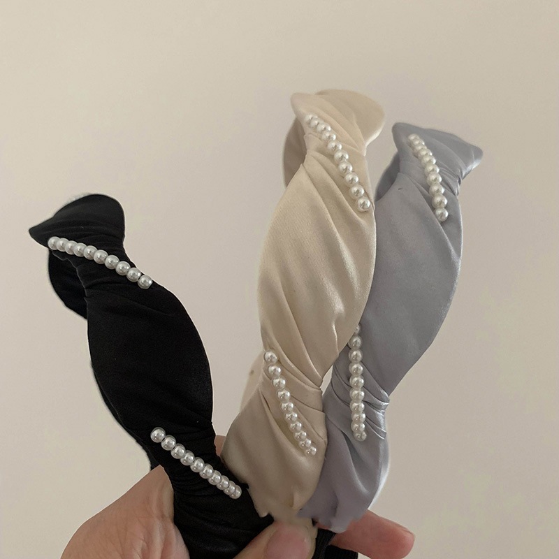 Nueva perla bobinado diadema hecha a mano de las mujeres lavado cara simple horquilla Corea del Sur avanzada simple diadema accesorios para el cabello