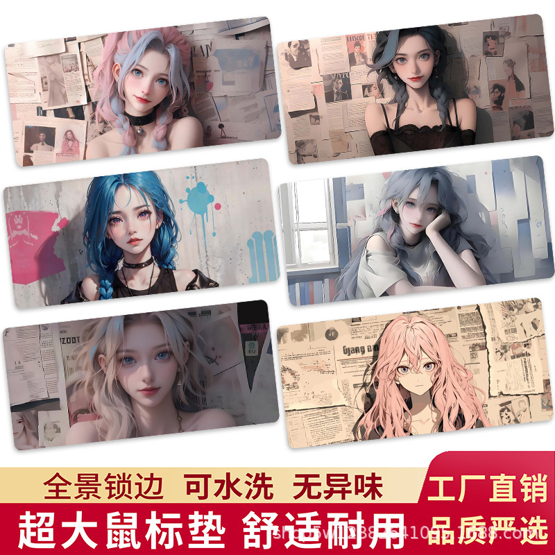 마우스 패드 대형 애니메이션 테이블 패드 비 슬립 게임 키보드 패드 보조 사무실 테이블 패드 소프트 패드 E-스포츠 마우스 패드