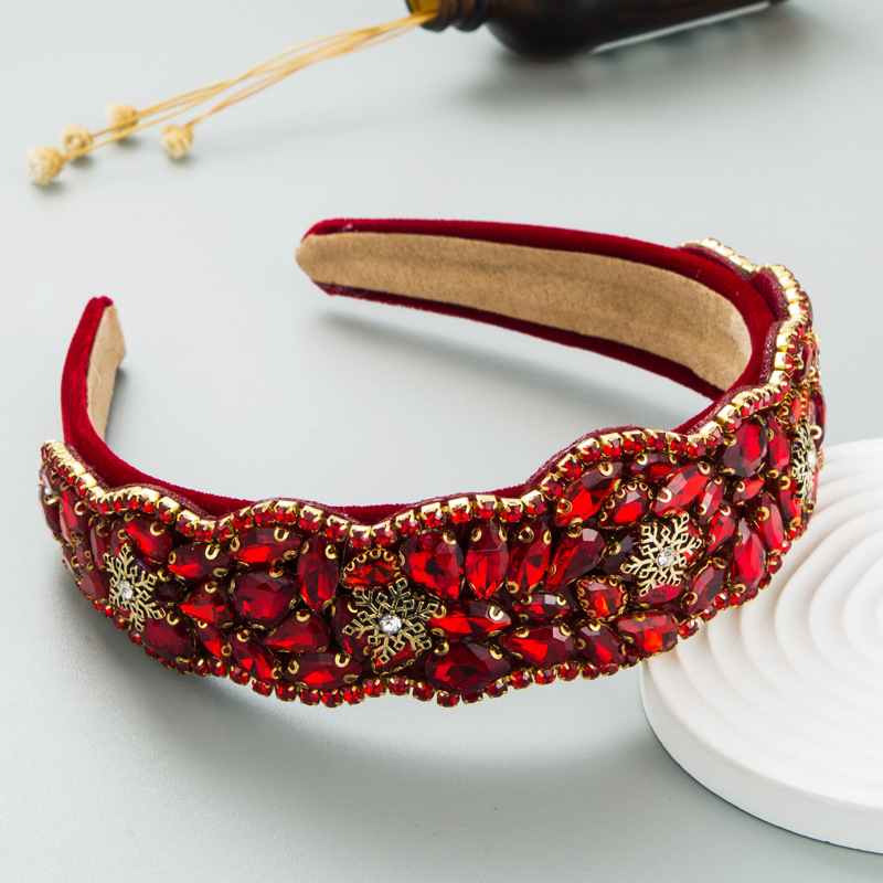 Fashion New Baroque Retro Gorgeous Colorful Glass Drill Snowflake Headband Accessories display picture 4