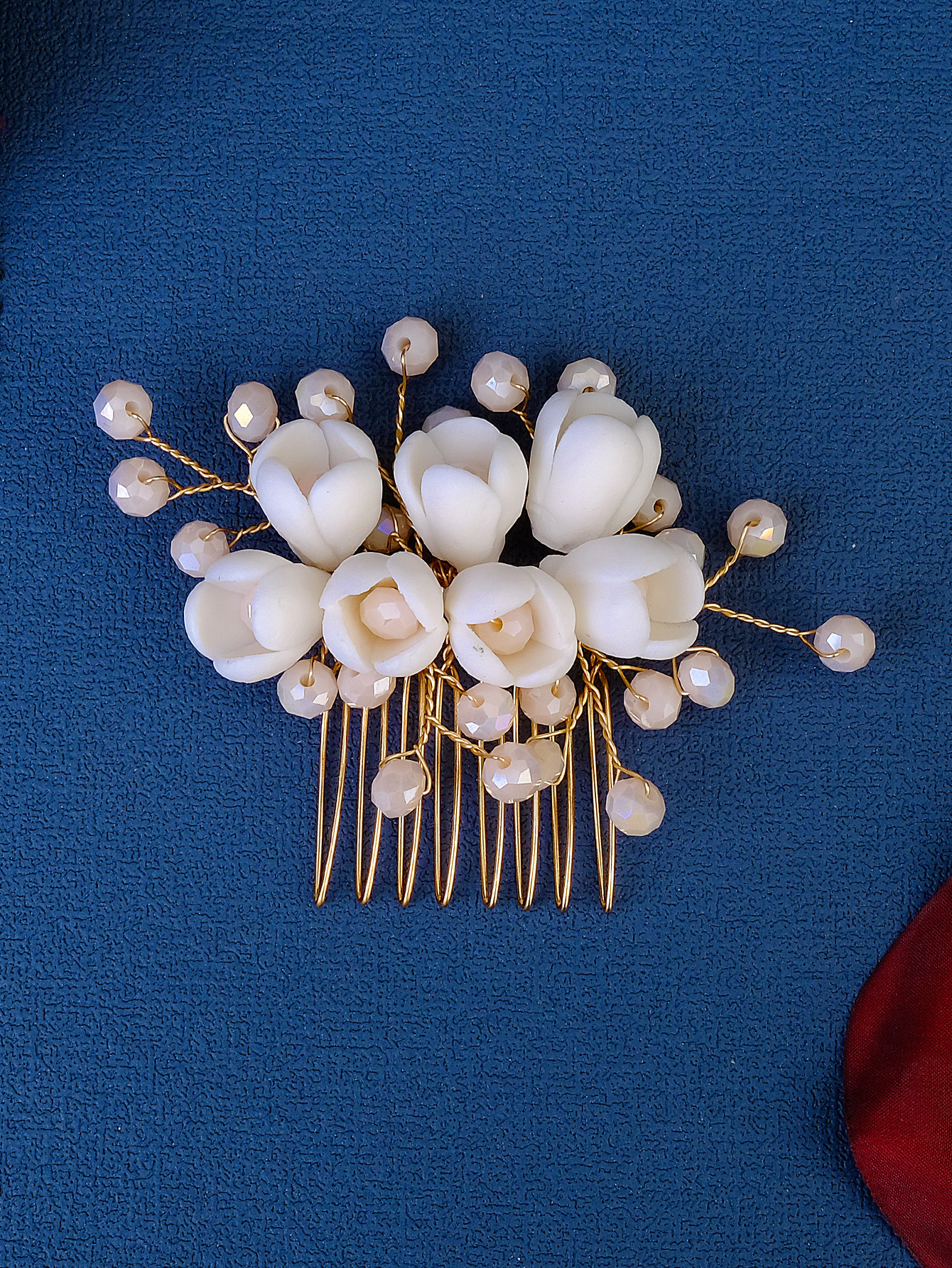 ceramics Material Flower Pattern Elegant Retro Lady Flower Ceramics Insert Comb