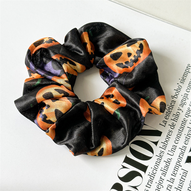 Women's Gender Women's Hip-Hop Funny Halloween Pattern Printing Pumpkin Cloth Hair Tie