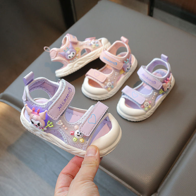 Nuevos zapatos para niños de verano antideslizantes suela suave zapatos para bebés de verano luces brillantes sandalias de princesa para niñas de dibujos animados lindos