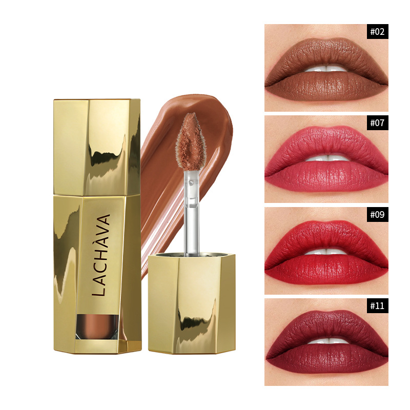 LACHAVA Matte Moisturizing Lip Glaze Rich Lipstick Bare Color Lip Gloss 14 Color Lipstick Makeup_voghion.com