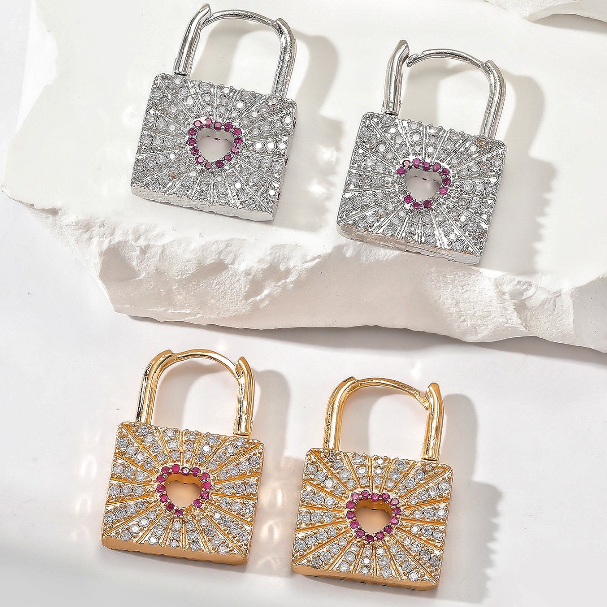 1 Pair Quantity 1 Pair Simple Style Classic Style Heart Shape Inlay Copper Zircon Earrings