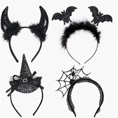 ハロウィーン悪魔髪フープパーティードレスクリエイティブクモの巣舞踏会ヘッドフープお化け祭り装飾小道具コウモリヘッドバックル