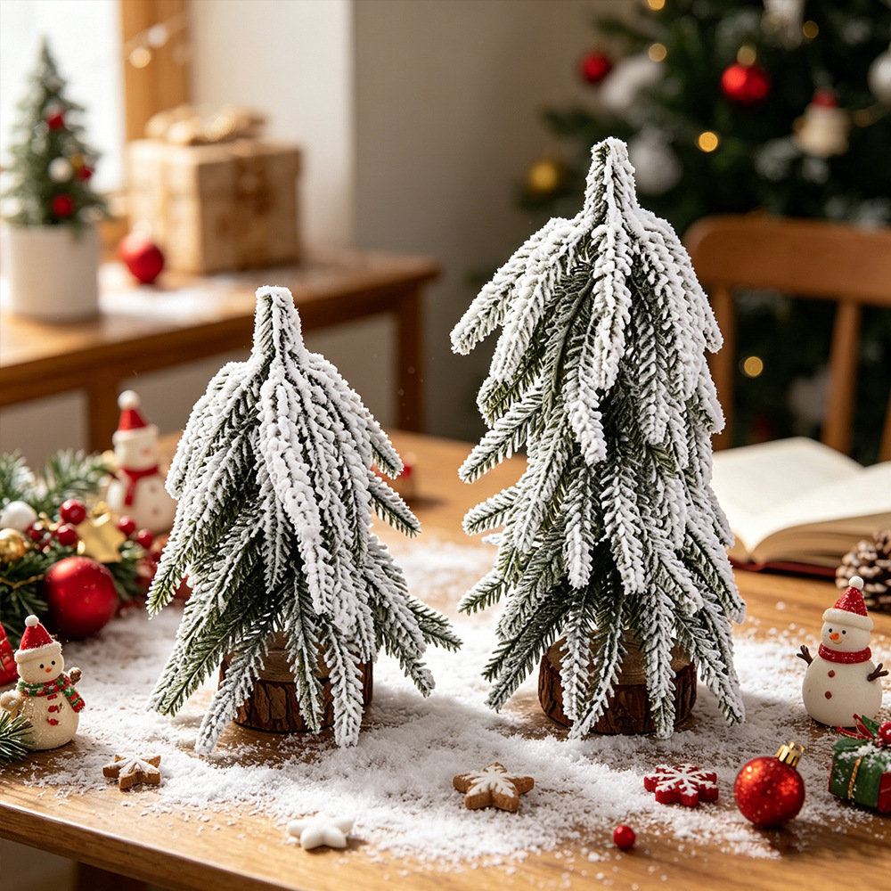 Transfronterizo PE mini árbol de Navidad escritorio micro paisaje decoración de árbol de Navidad decoración de ventanas de casa imitación cedro