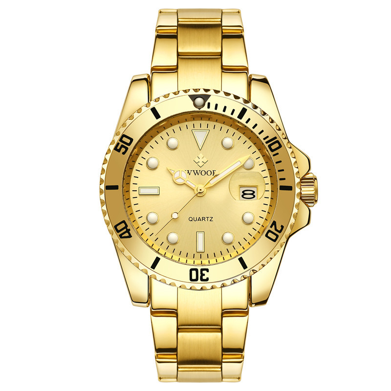 Wwoor/Hold amor 8878 nuevo simple elegante movimiento de cuarzo moda Correa acero reloj calendario los hombres
