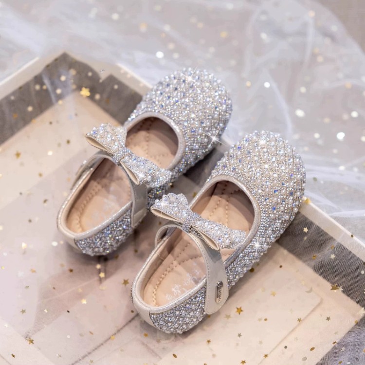Girls' Fashion Princess Shoes 2026 Spring and Autumn New Children's Crystal Shoes for Girls, Performance Leather Shoes with Soft Soles