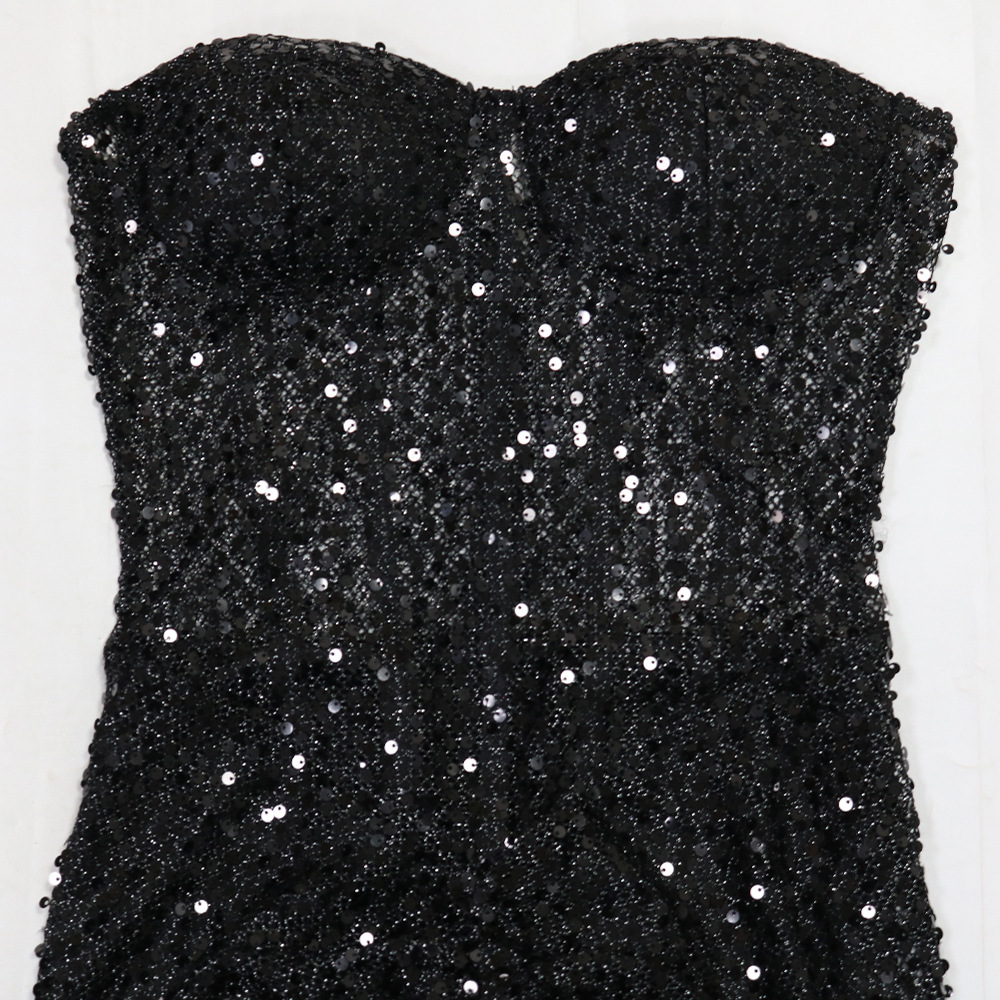 Tube Top Sequ Dress Formal Dress See through Hip Dress Women