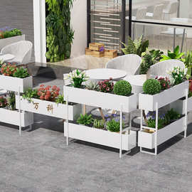 户外铁艺花架售楼部商场外摆围栏花槽隔断花器长条多层绿植花盆架