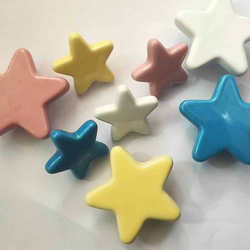 Star Shaped Ceramic Cabinet Knob Set Cute pastel star handles, 8 color options for furniture