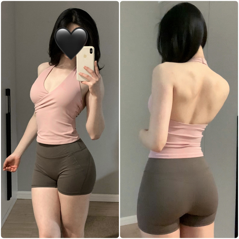 Antibacterial Beauty Back Sports Bra Cross Halter Neck Bra Push-Up Camisole Fitness Yoga Top for Women 1968