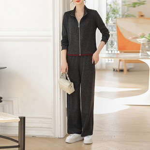 Simple Wool Wool Wide Leg Pants Women's 2024 Autumn and Winter New Fashion High Waist Straight Leg Pants Covering Cross Casual Pants
