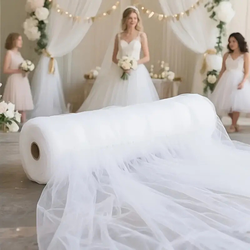 Cross-Border Dropshipping White Gauze Translucent Fabric Curtains Suitable for Wedding Arch Celebration Stage Decoration Ceremony Cross-Border Dropshipping White Gauze Translucent Fabric Curtains Suitable for Wedding Arch Celebration Stage Decoration Ceremony