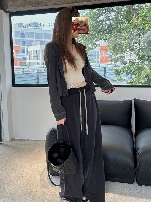 早秋外套超软糯连帽外套初秋女装独特外套休闲上衣修身纯欲深灰色|undefined