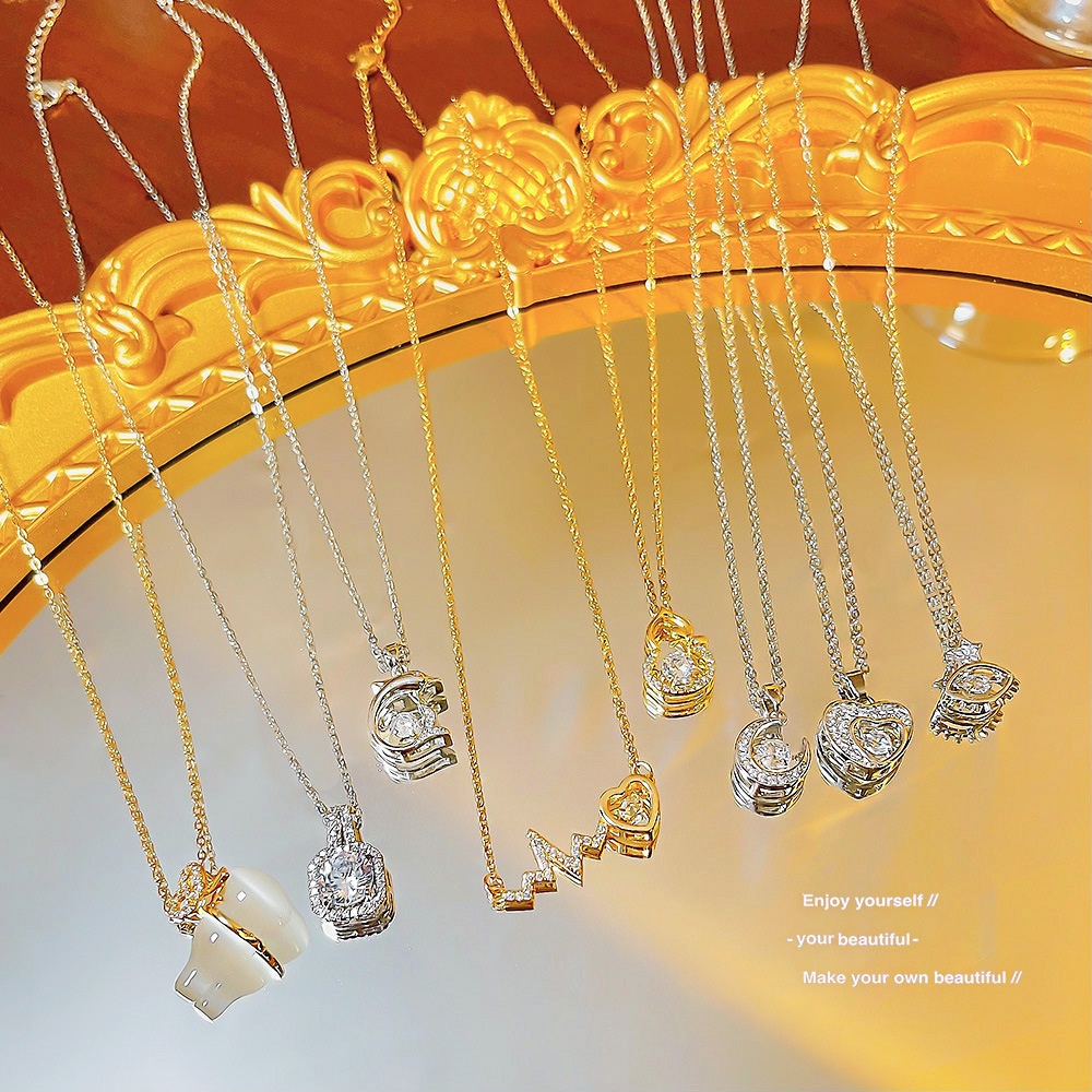 japanese and korean-style light luxury titanium steel necklace women‘s letters fresh love necklace pendant internet celebrity minimalist temperament clavicle chain tide