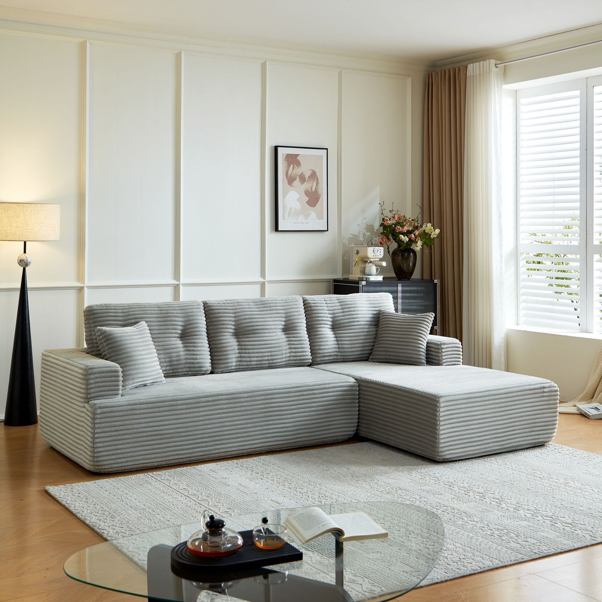 Sofá de compresión transfronteriza esponja pura en un sofá modular sofá de tela de terciopelo sofá Amazon ventas calientes