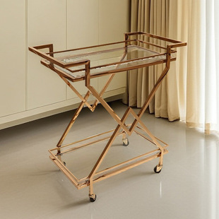 Hotel Room Commercial Mobile Side Table Dining Cart Light Luxury Stainless Steel Cart Home Restaurant Tea Delivery Cart Free Shipping