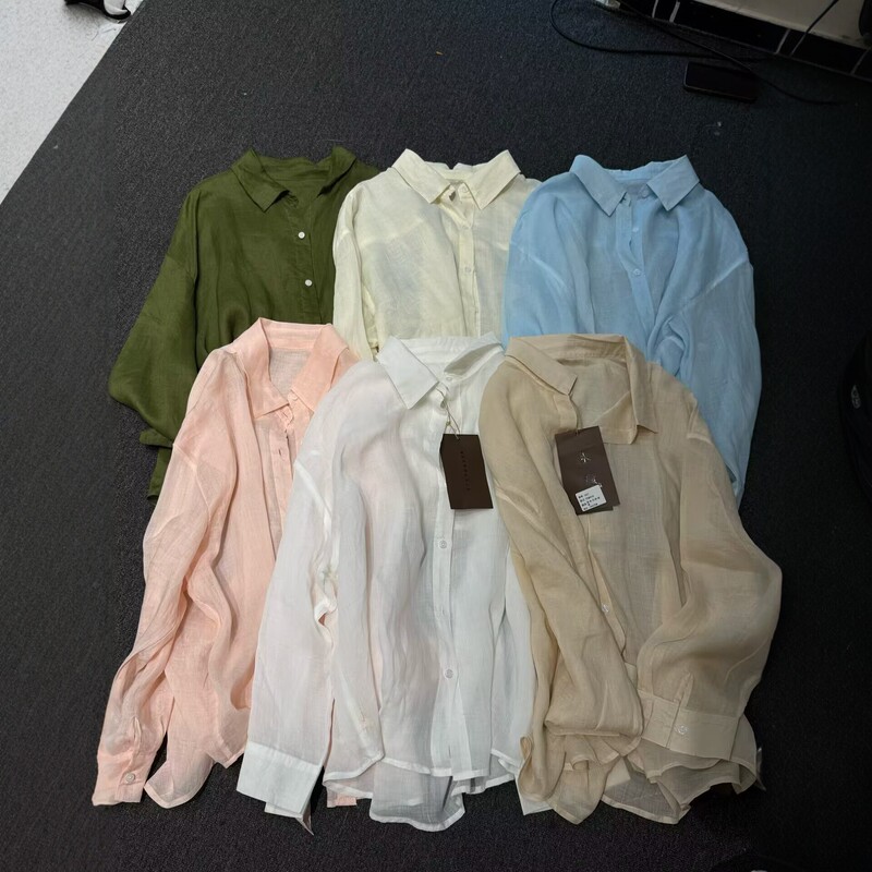 High-End 100% Ramie Old Money Style Long-Sleeve Shirt for Women, Summer Cotton-Linen Thin Sun-Protective Shirt Jacket